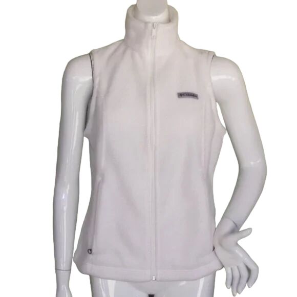 COLUMBIA Fleece Vest, M, White, Sleeveless, Zipper front, Pockets - Picture 2 of 11